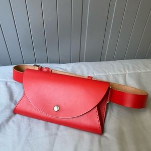 COS Red/Sun Orange/Salmon color Leather Belt Bag